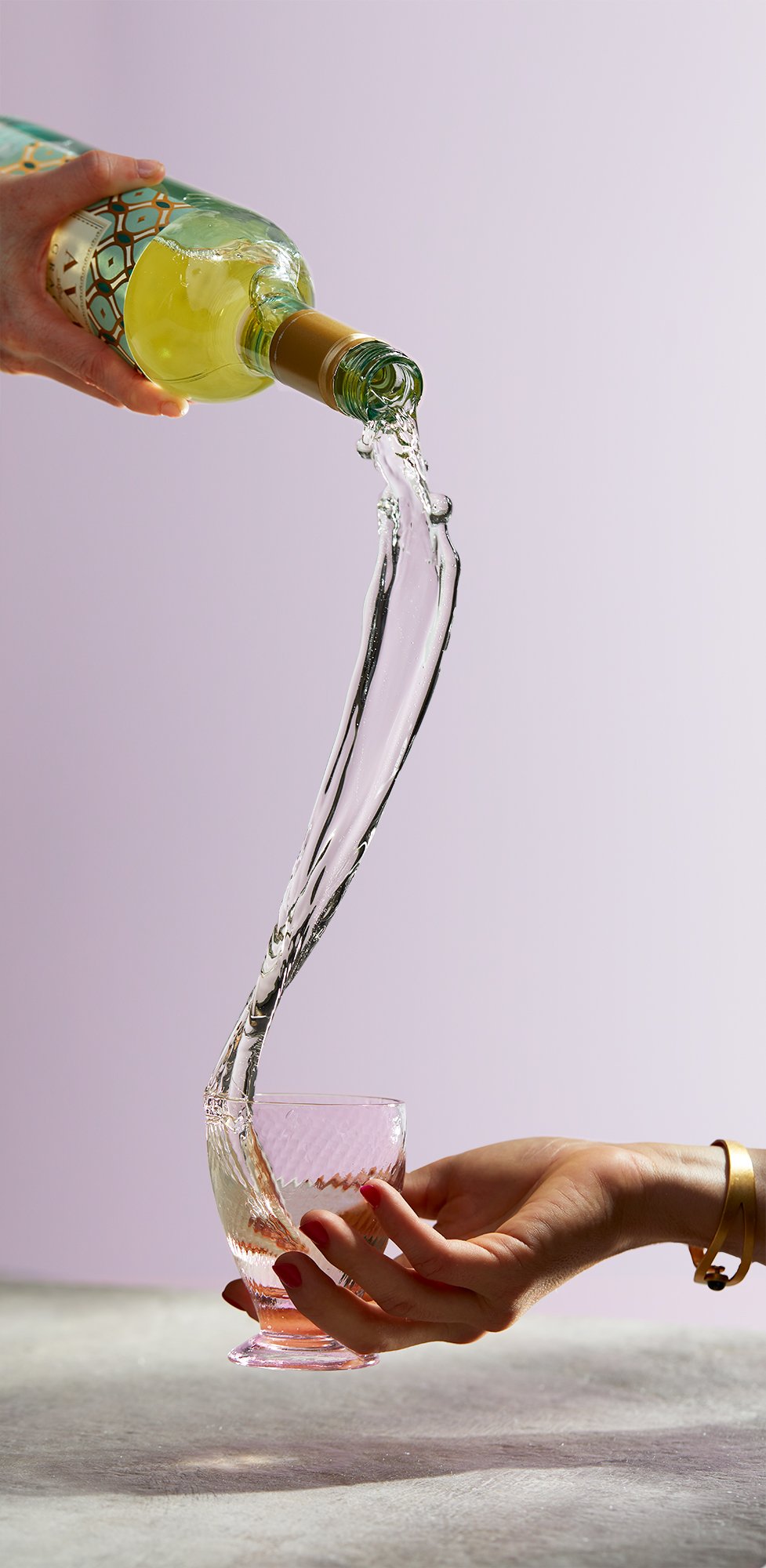 Wine pour after photo retouching