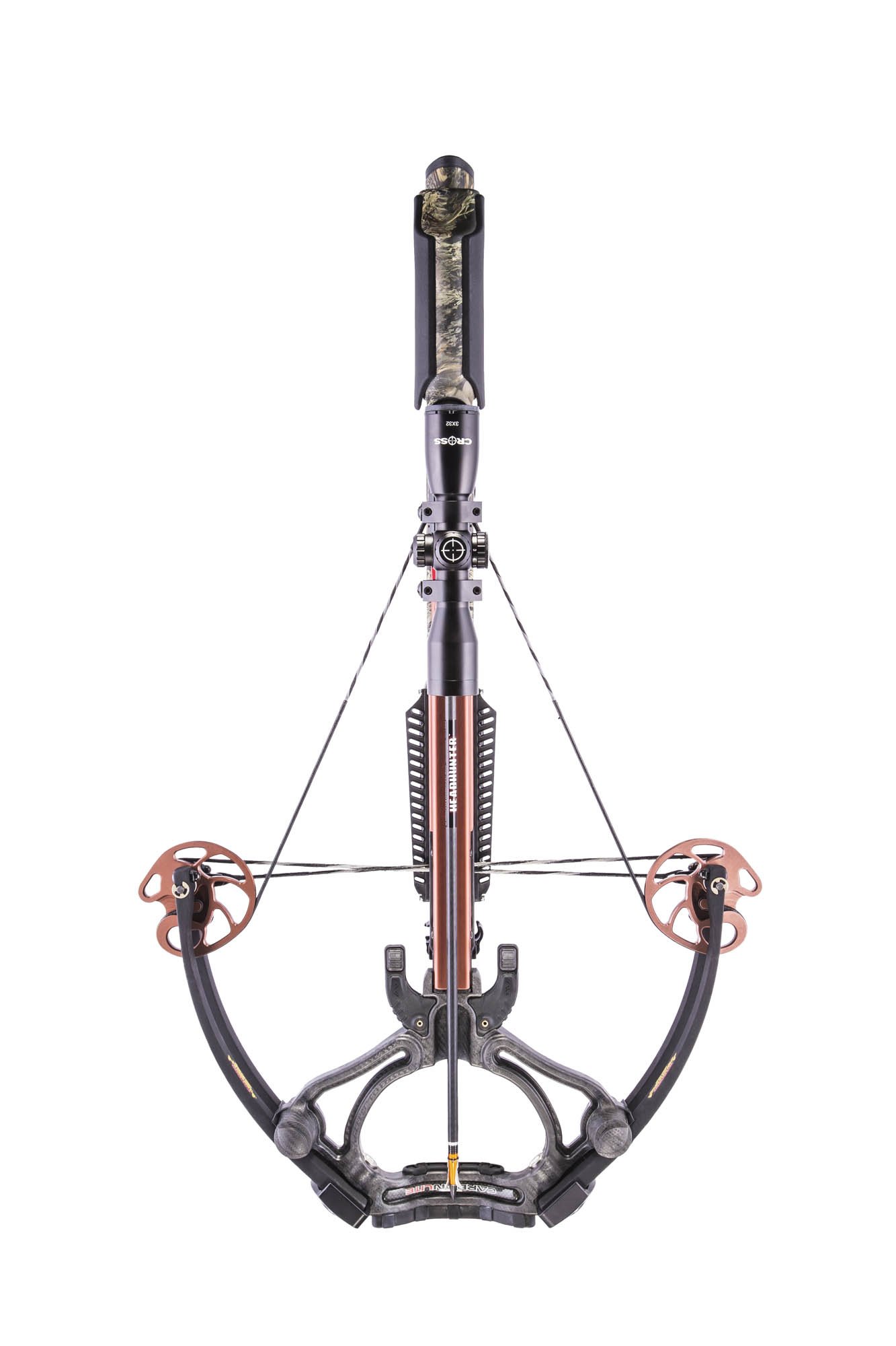 A topdown view of a cross bow